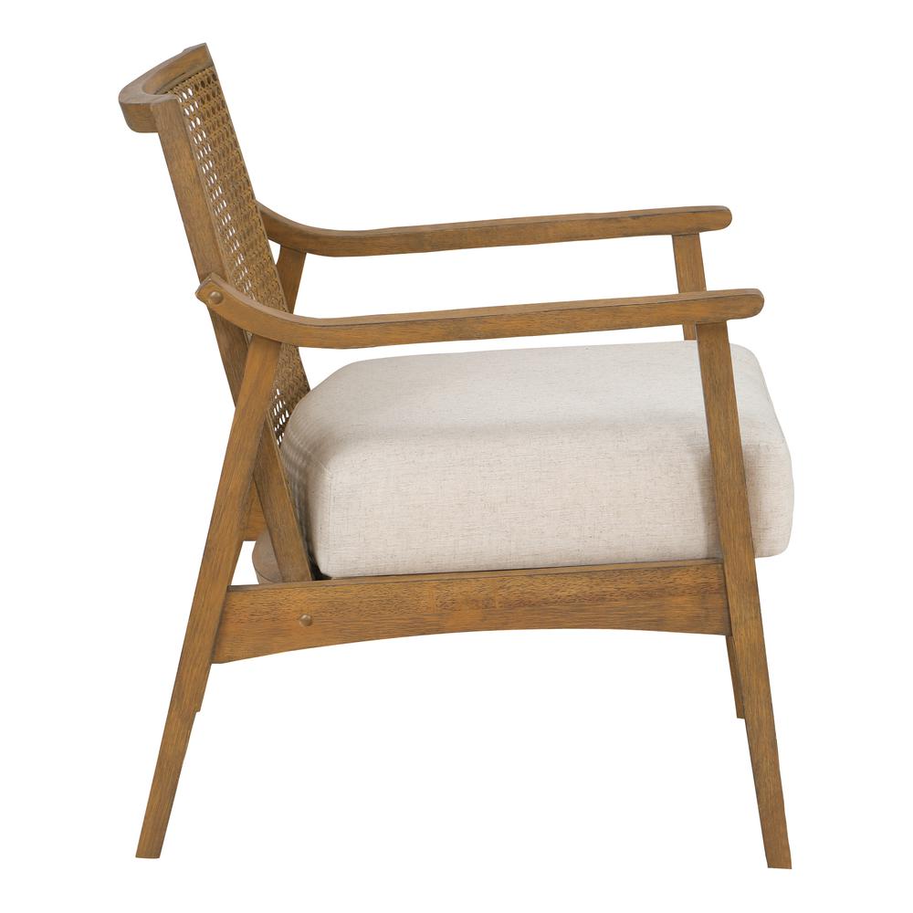 Alaina Cane Back Arm Chair in Linen Fabric with Coastal Wash. Picture 3