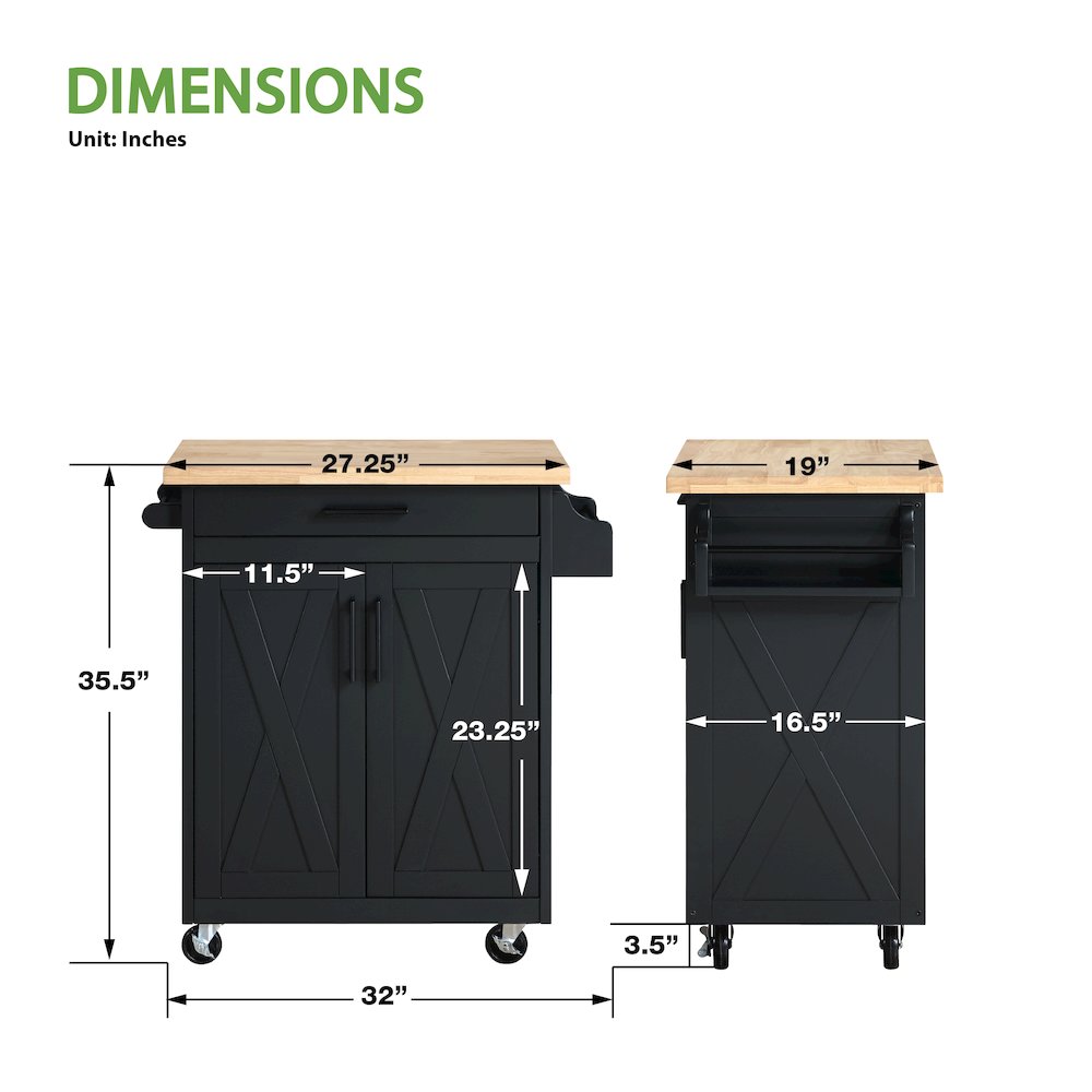 Bolten Kitchen Cart in Black Finish. Picture 2