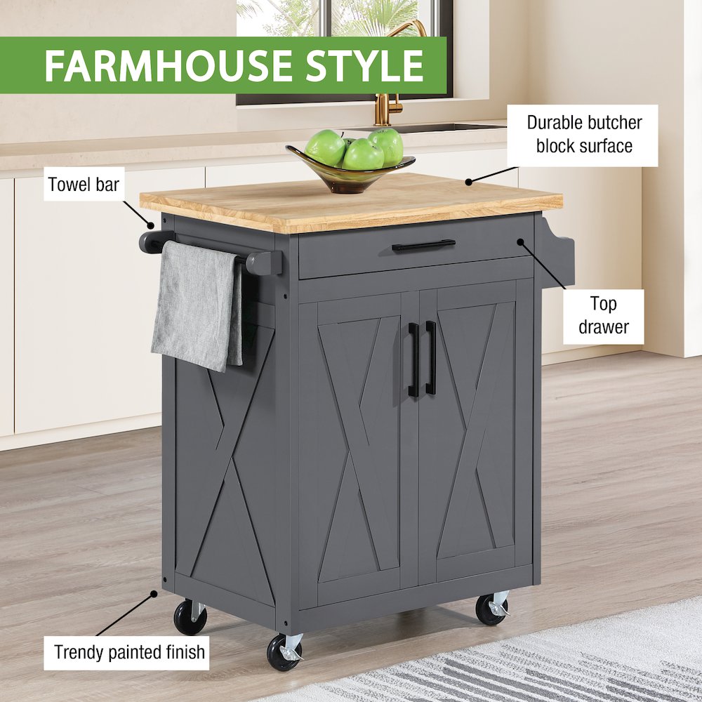 Bolten Kitchen Cart in Grey Finish. Picture 13