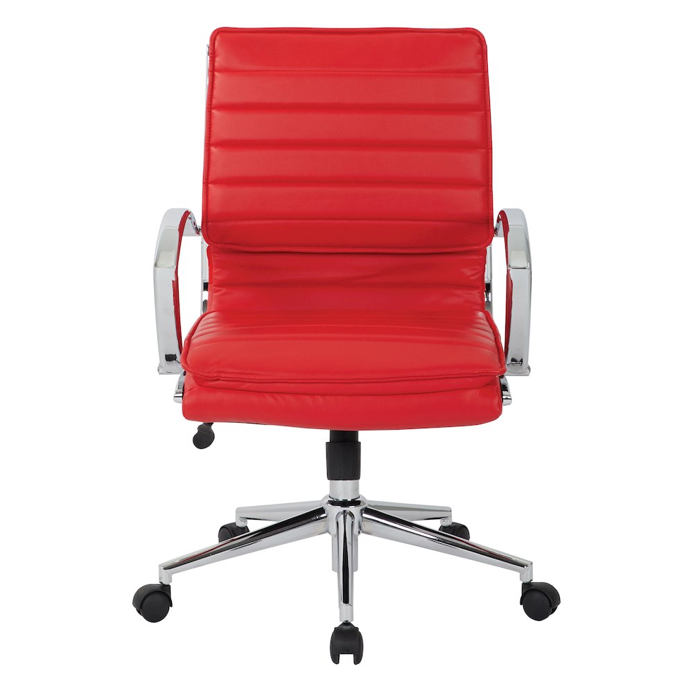 Mid-Back Manager’s Faux Leather Chair with Chrome Base, Removable Arm Sleeves.. Picture 4