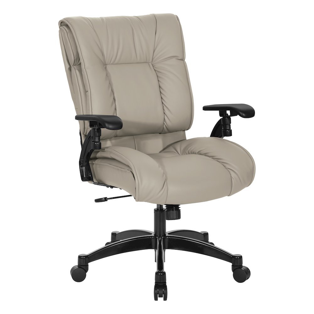 Taupe Leather Conference Chair with Cantilever Arms, Steel Base. Picture 1