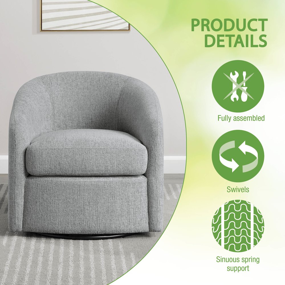 Bella Swivel Chair in Dove Grey Fabric. Picture 7