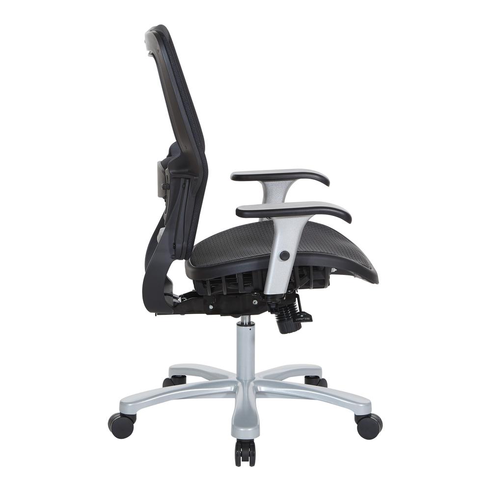 Air Grid Seat and Back Big & Tall Chair with Adjustable Lumbar Support, 2-Way Adjustable Arms and Aluminum Silver Base, 63-11A653R. Picture 4