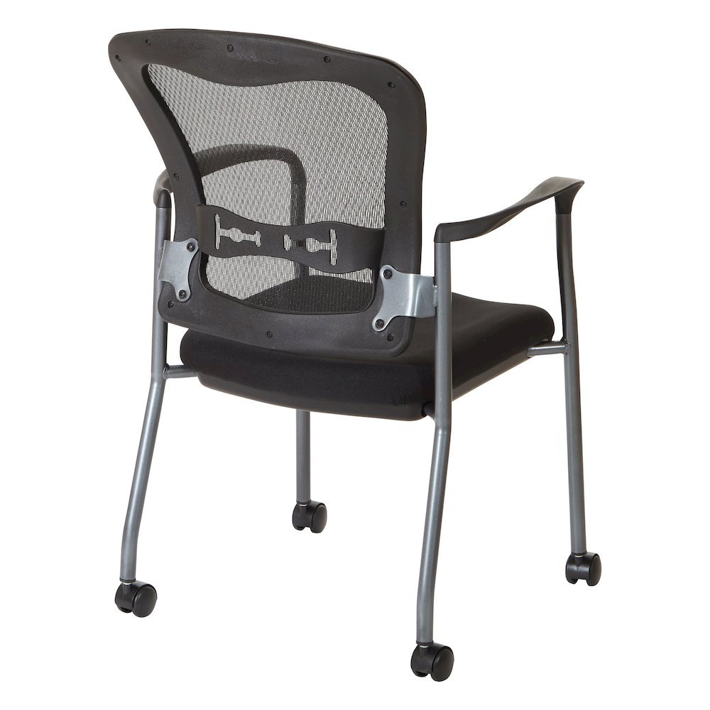 Black Guest Chair With Arms – Stackable Chair With Wheels for Offices. Picture 4