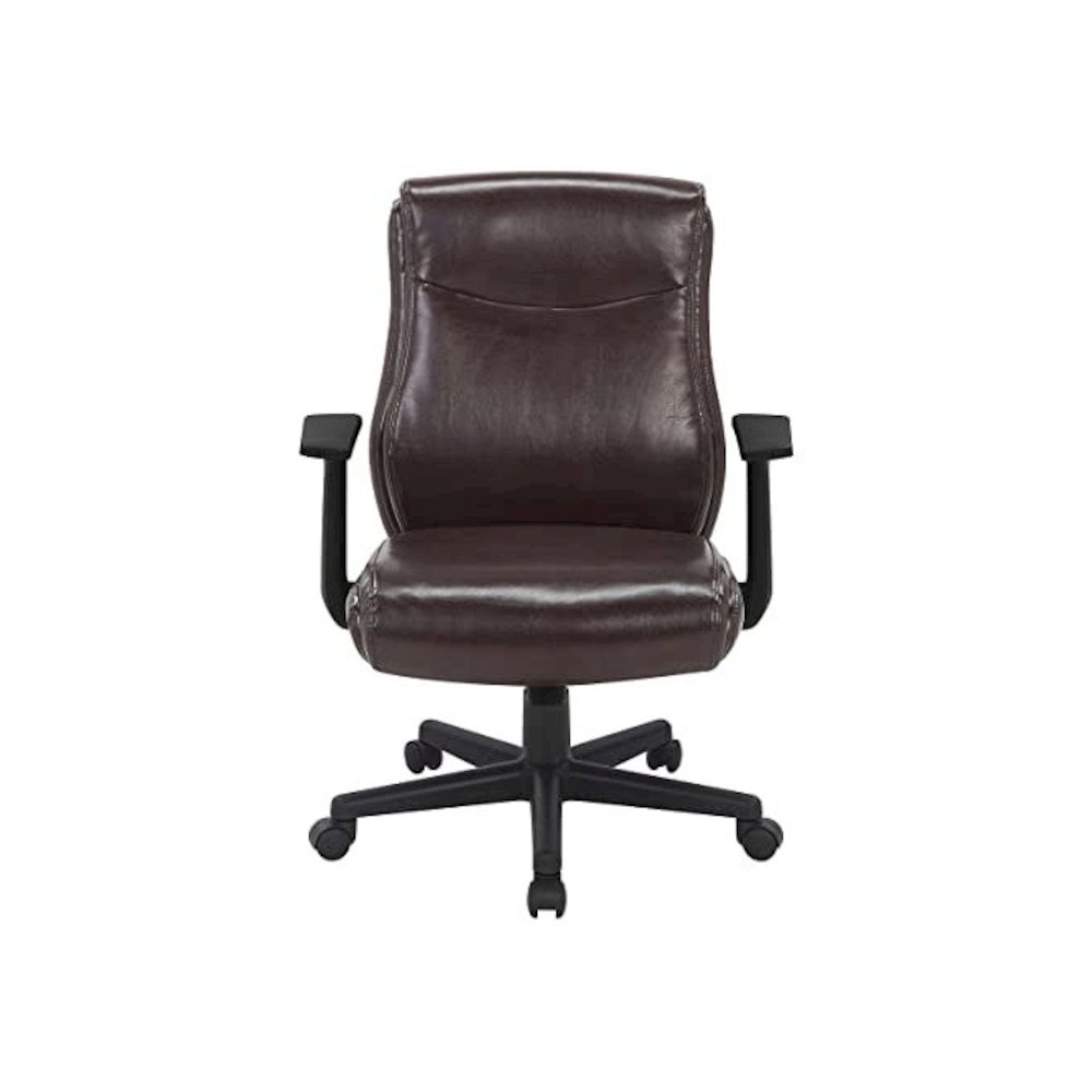 Mid-Back Managers Chair with Flip Up Arms in Chocolate Faux Leather. Picture 7