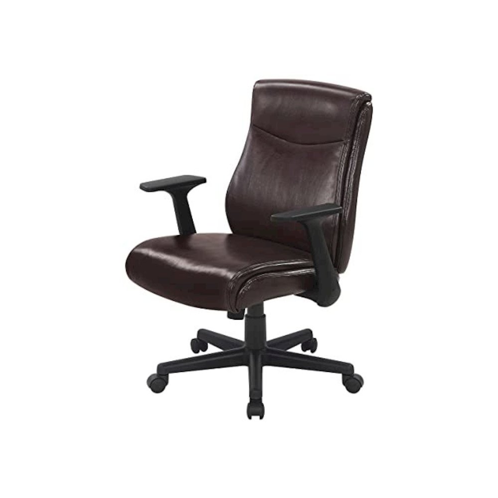 Mid-Back Managers Chair with Flip Up Arms in Chocolate Faux Leather. Picture 8