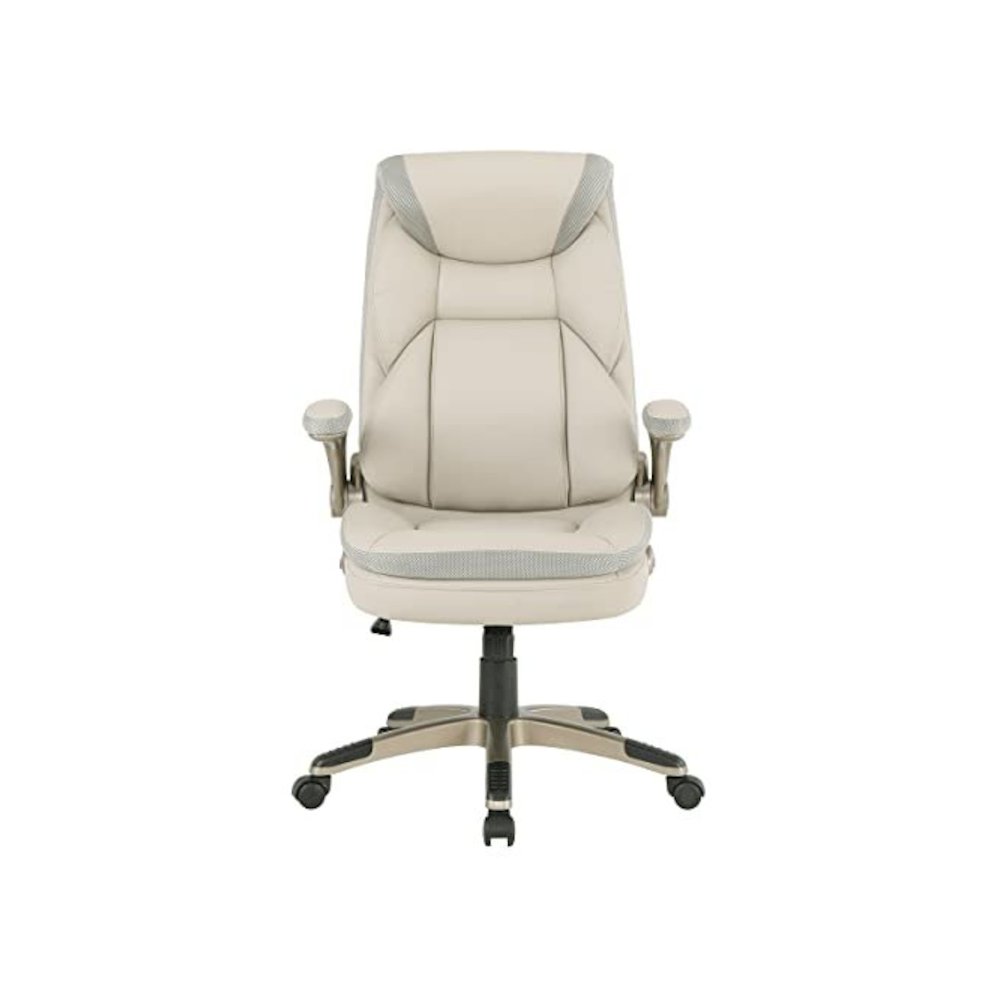 Taupe Bonded Leather Executive Chair With Cocoa Coated Base and Wheels. Picture 6
