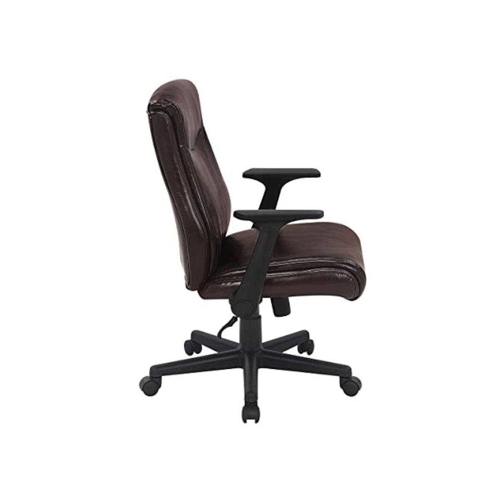 Mid-Back Managers Chair with Flip Up Arms in Chocolate Faux Leather. Picture 4