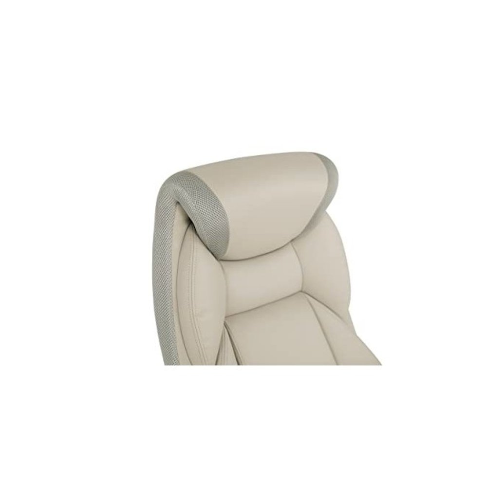 Taupe Bonded Leather Executive Chair With Cocoa Coated Base and Wheels. Picture 7