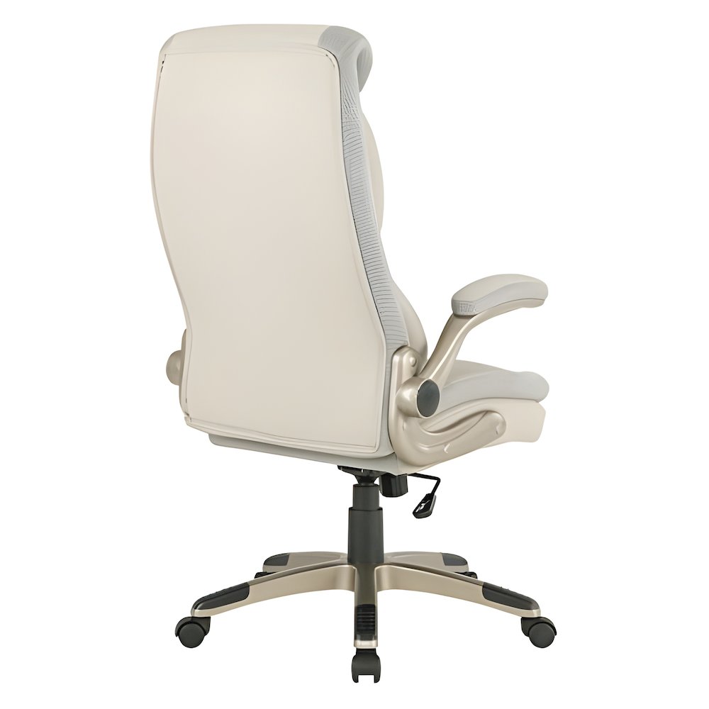 Taupe Bonded Leather Executive Chair With Cocoa Coated Base and Wheels. Picture 8
