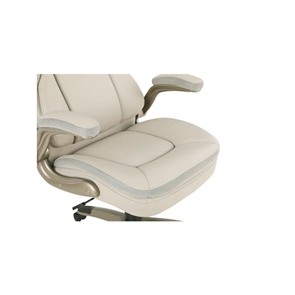 Taupe Bonded Leather Executive Chair With Cocoa Coated Base and Wheels. Picture 9