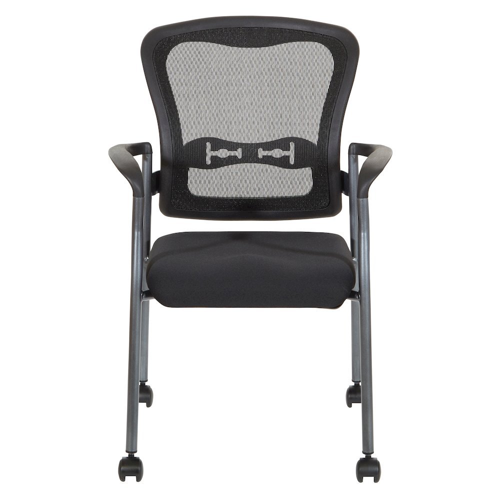 Black Guest Chair With Arms – Stackable Chair With Wheels for Offices. Picture 5