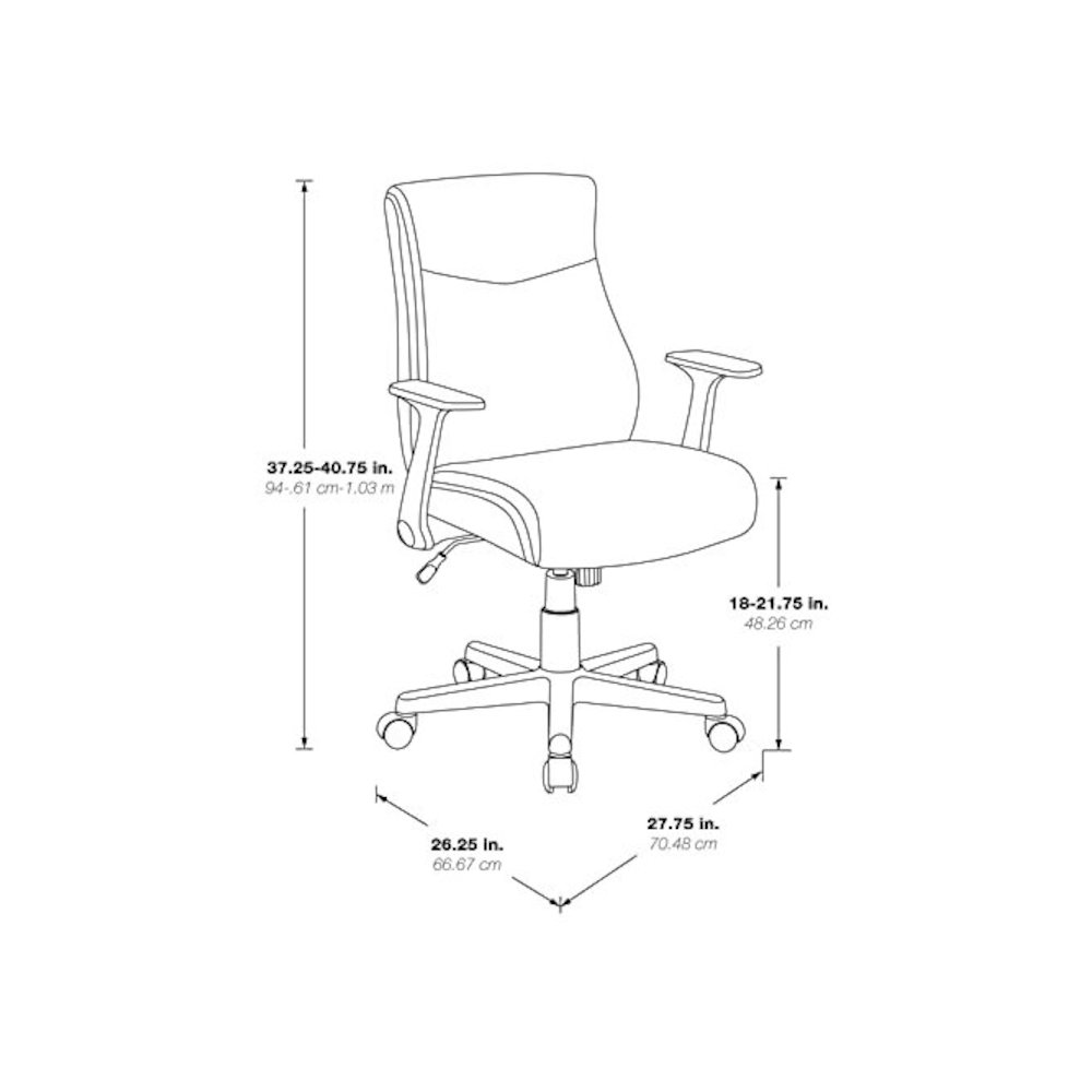 Mid-Back Managers Chair with Flip Up Arms in Chocolate Faux Leather. Picture 3