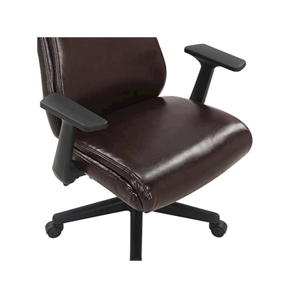 Mid-Back Managers Chair with Flip Up Arms in Chocolate Faux Leather. Picture 10