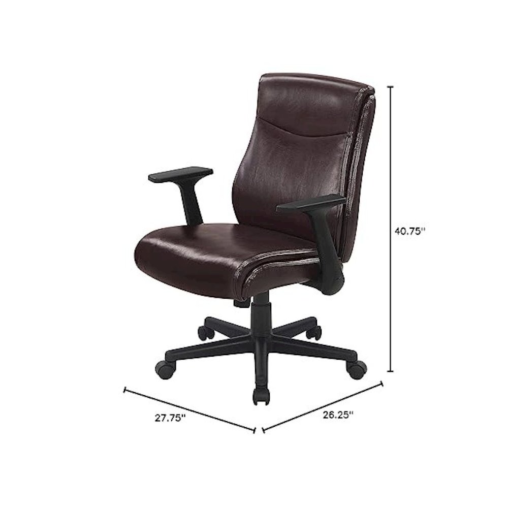 Mid-Back Managers Chair with Flip Up Arms in Chocolate Faux Leather. Picture 12