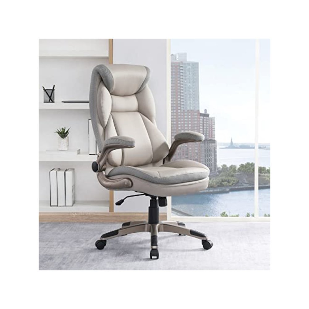 Executive Taupe Bonded Leather Chair with Cocoa Coated Nylon Base. Picture 12