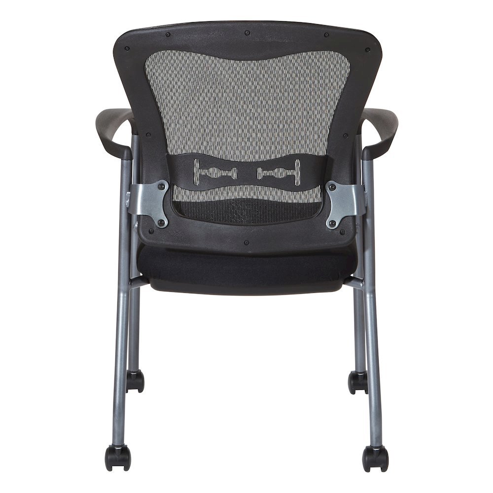 Black Guest Chair With Arms – Stackable Chair With Wheels for Offices. Picture 6