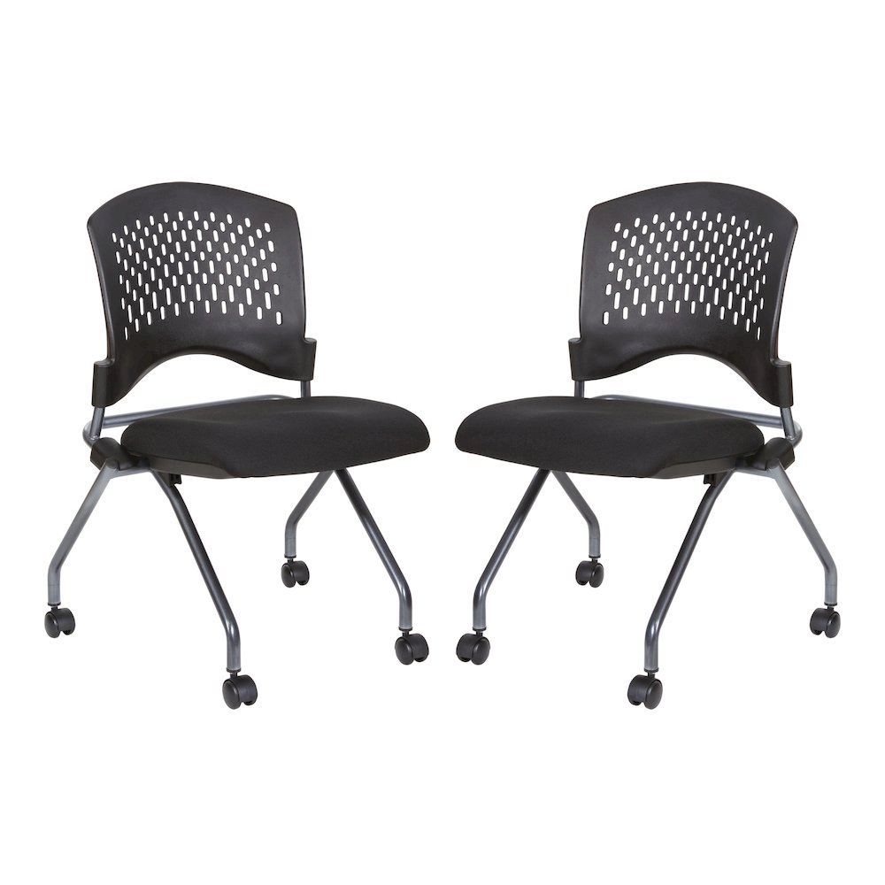 Black Foldable Office Chair, Set of 2 – Armless Reception and Conference Seating. Picture 1