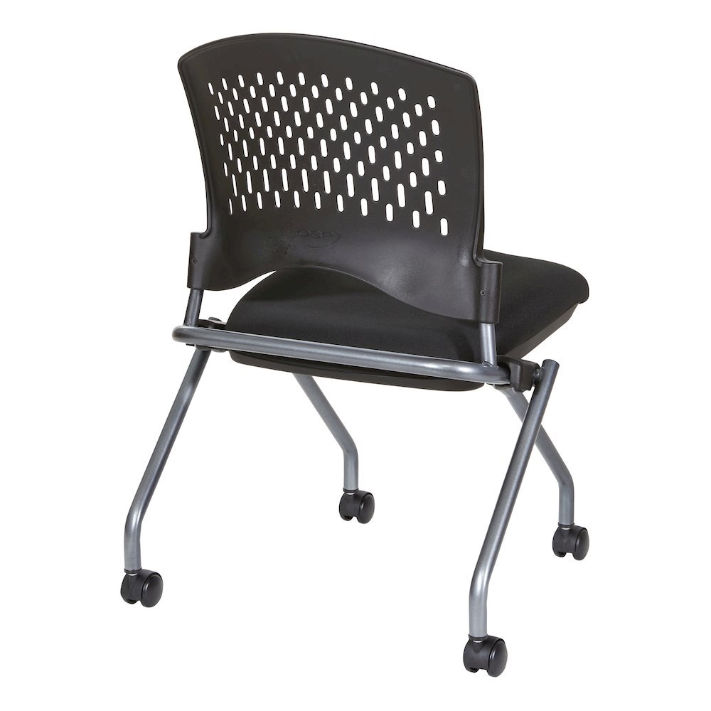 Black Foldable Office Chair, Set of 2 – Armless Reception and Conference Seating. Picture 4