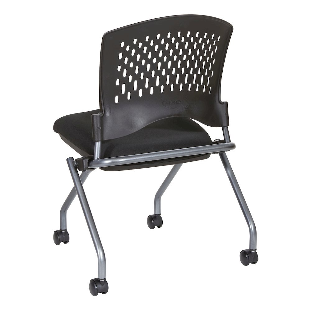 Black Foldable Office Chair, Set of 2 – Armless Reception and Conference Seating. Picture 9