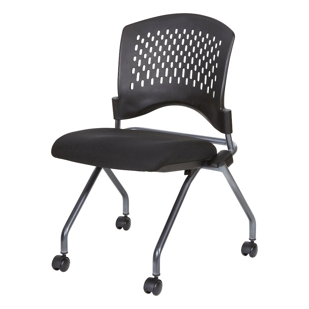 Black Foldable Office Chair, Set of 2 – Armless Reception and Conference Seating. Picture 11