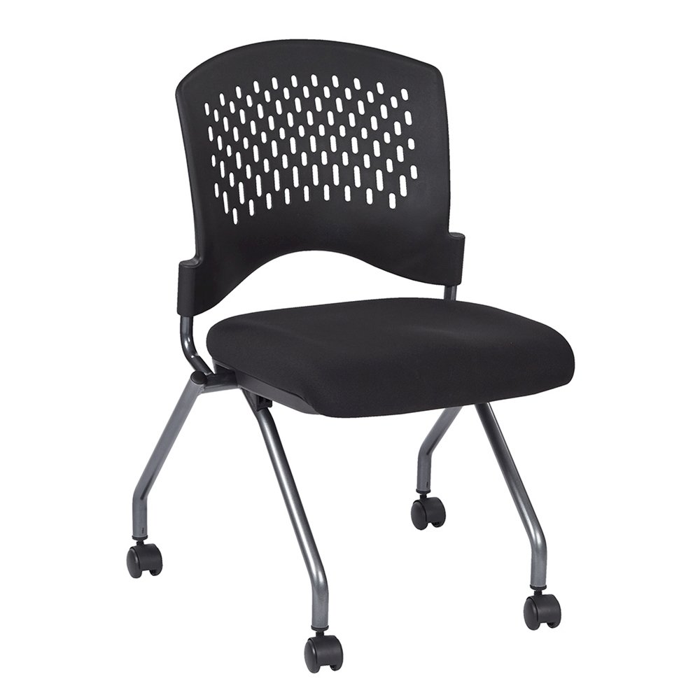 Black Foldable Office Chair, Set of 2 – Armless Reception and Conference Seating. Picture 13