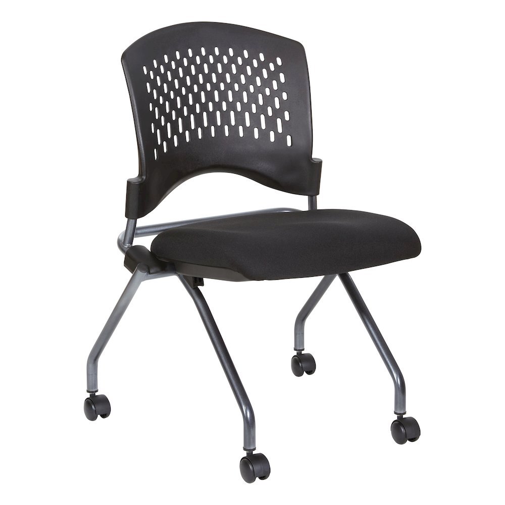 Black Foldable Office Chair, Set of 2 – Armless Reception and Conference Seating. Picture 14