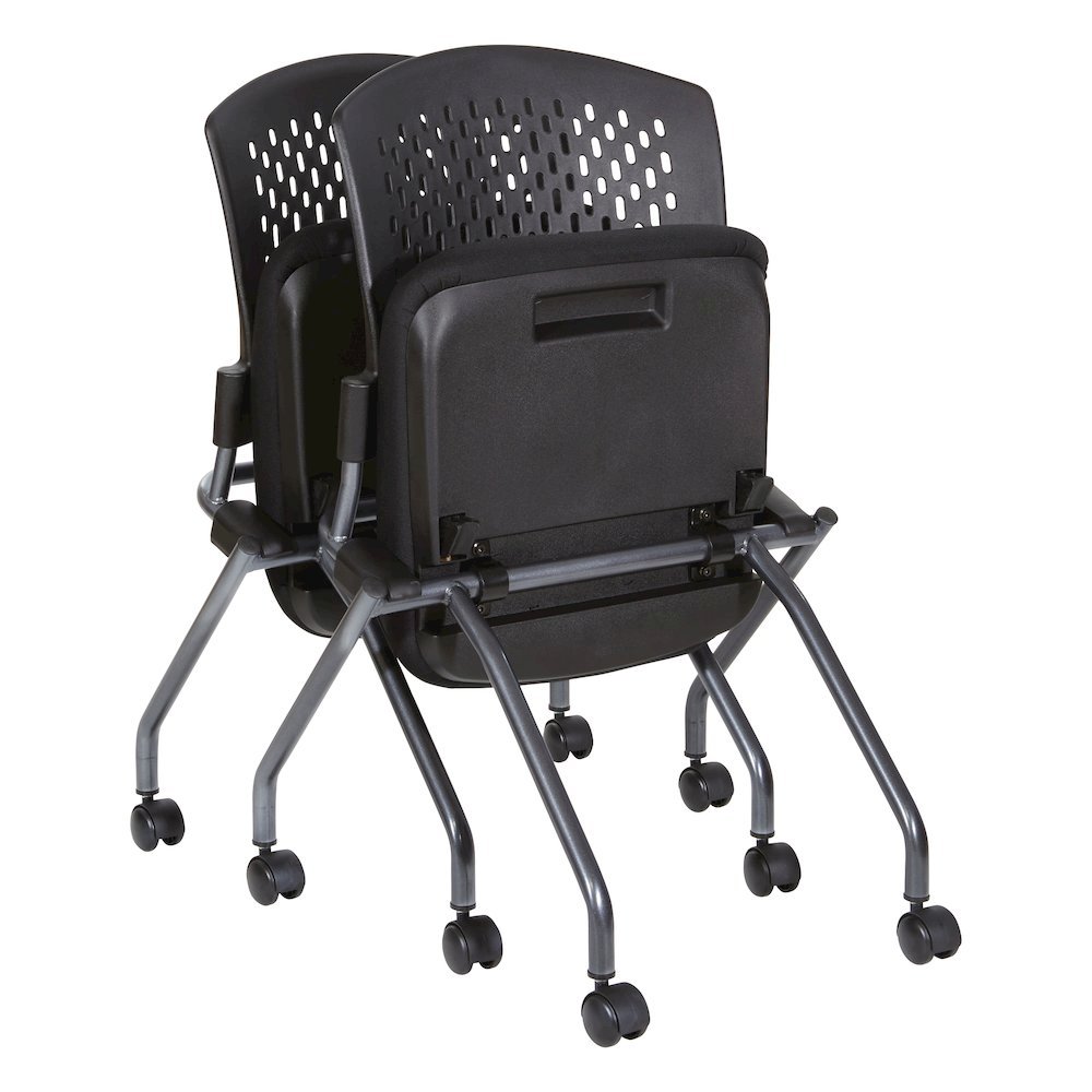 Black Foldable Office Chair, Set of 2 – Armless Reception and Conference Seating. Picture 15