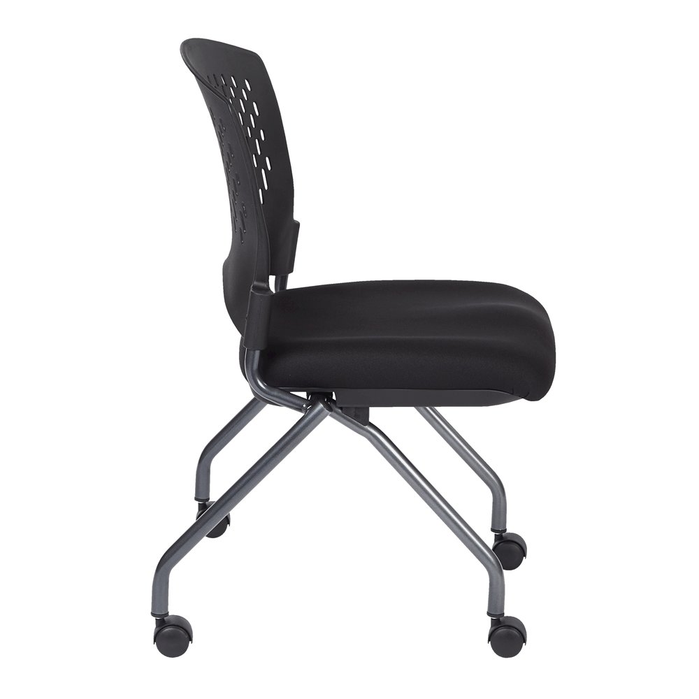 Black Foldable Office Chair, Set of 2 – Armless Reception and Conference Seating. Picture 17