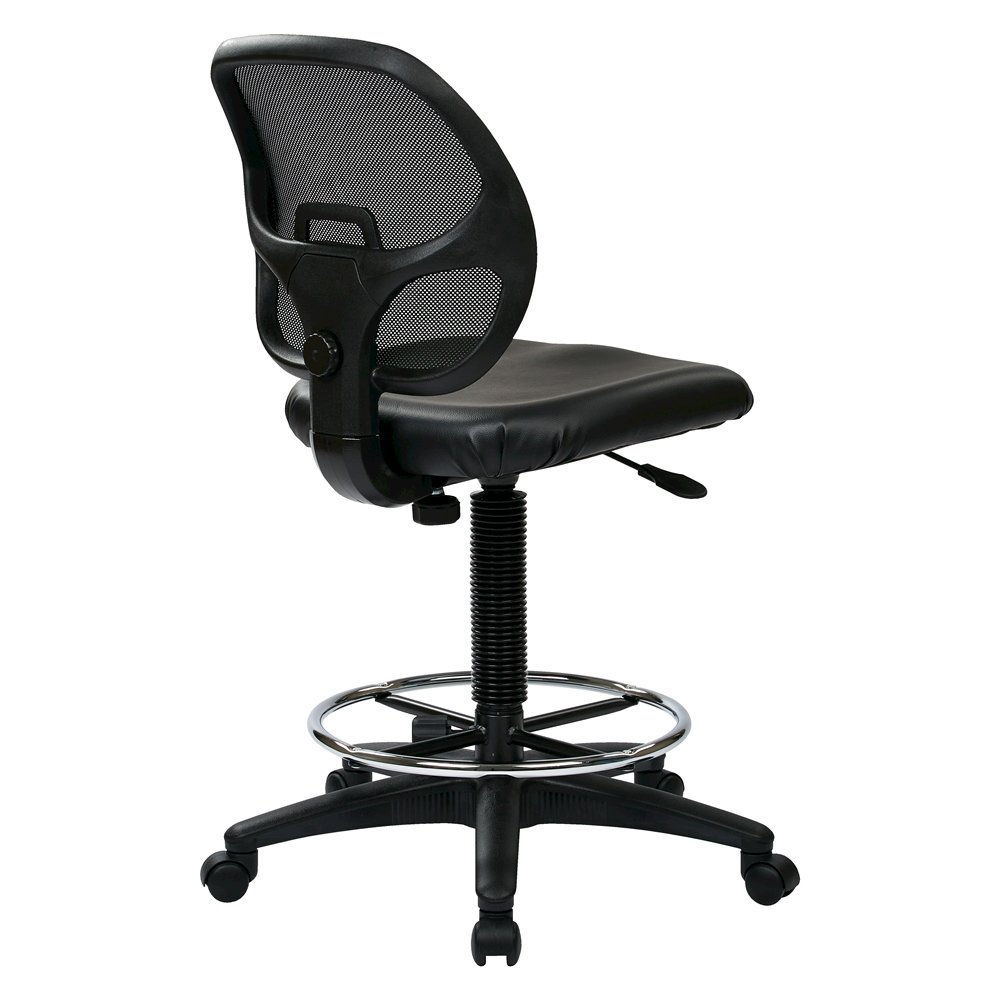 Black Drafting Chair – Office Chair With 20-Inch Foot Rest for Tall Desk. Picture 5