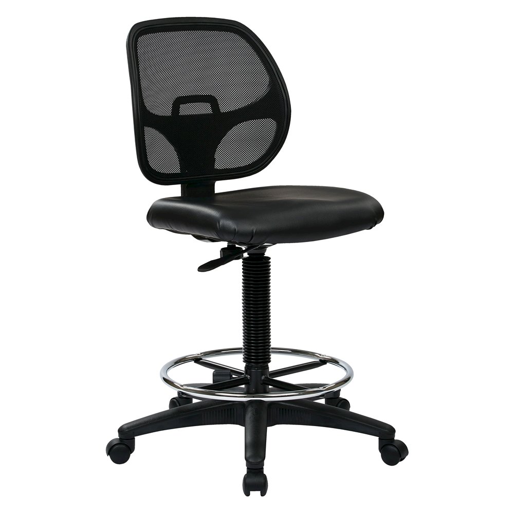 Black Drafting Chair – Office Chair With 20-Inch Foot Rest for Tall Desk. Picture 1