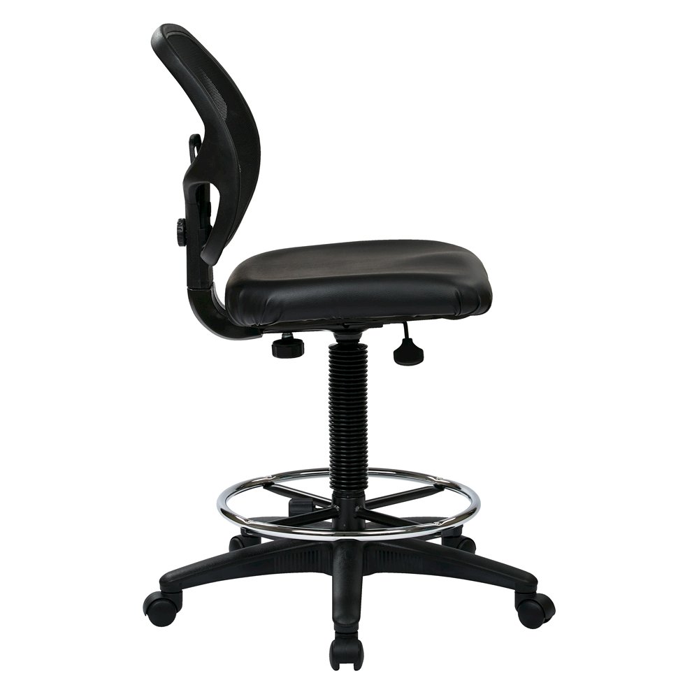 Black Drafting Chair – Office Chair With 20-Inch Foot Rest for Tall Desk. Picture 4