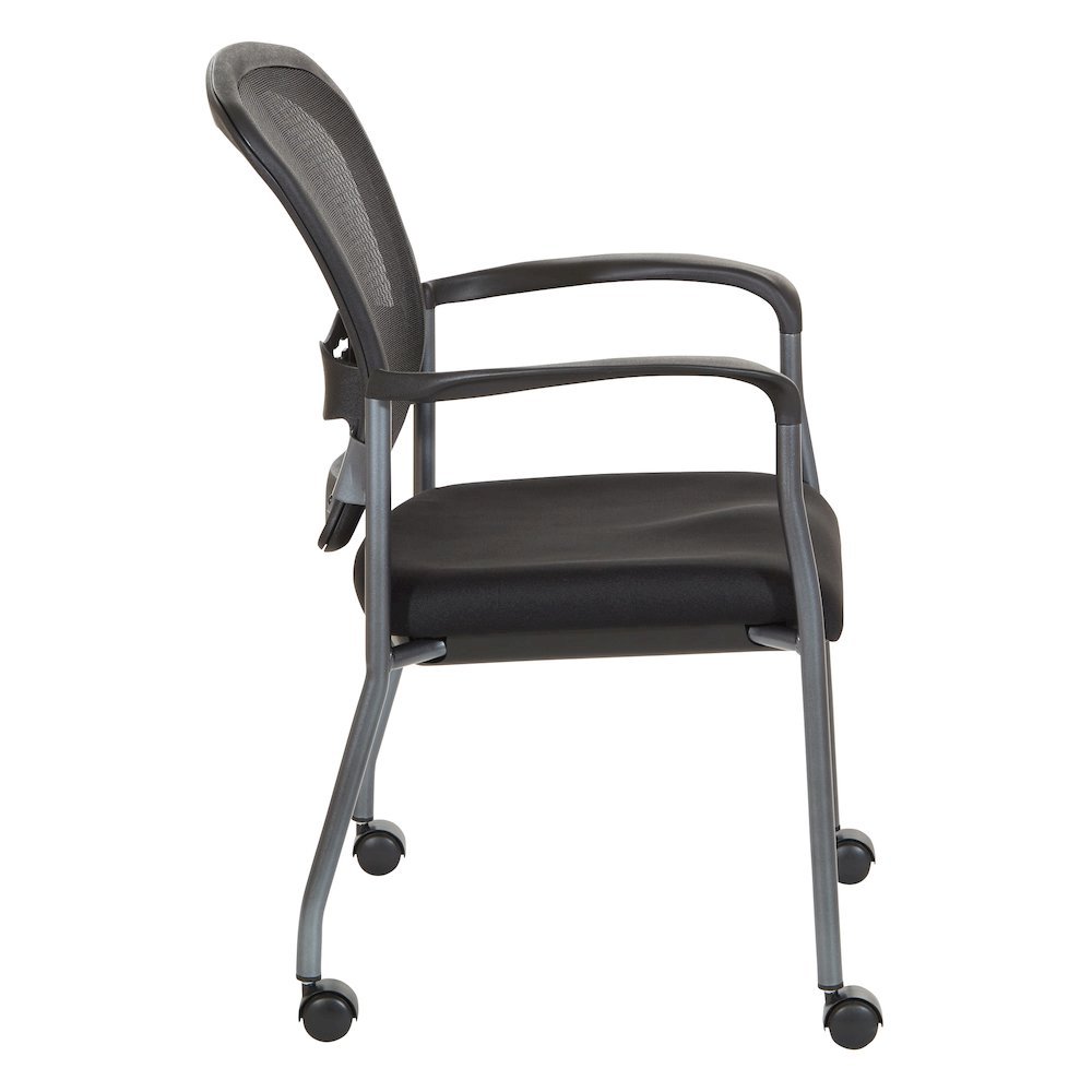 Black Guest Chair With Arms – Stackable Chair With Wheels for Offices. Picture 7