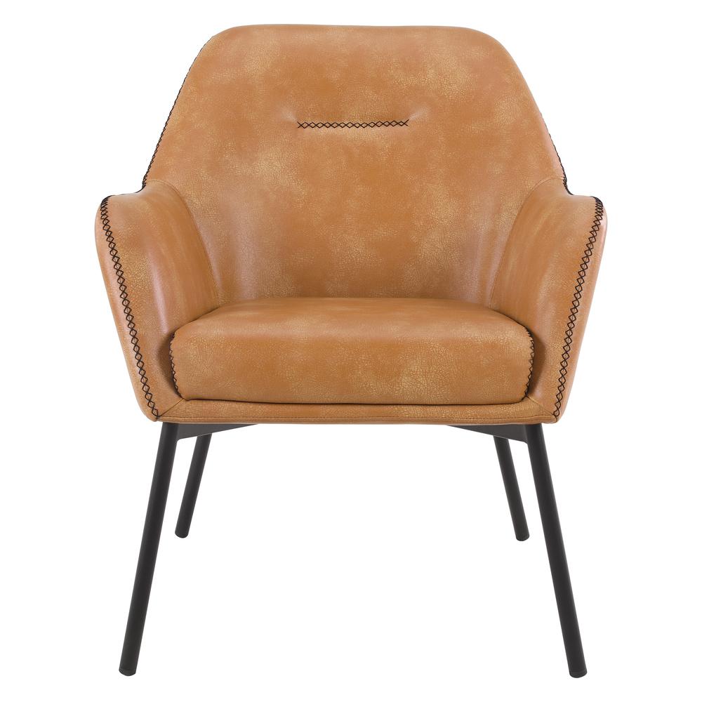 Brooks Accent Chair in Sand Faux Leather with Black Stitch and Black Legs, BRK-R43. Picture 3