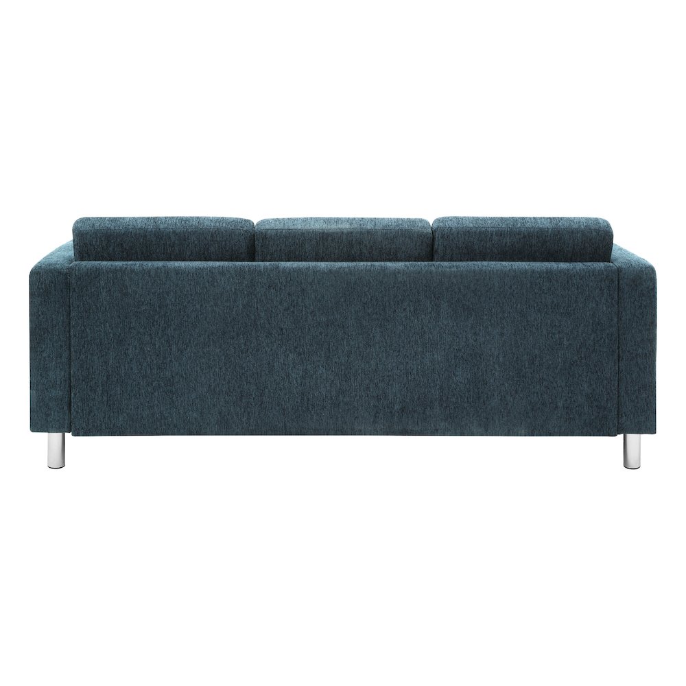 Pacific Sofa in Navy Fabric with Chrome Legs. Picture 7