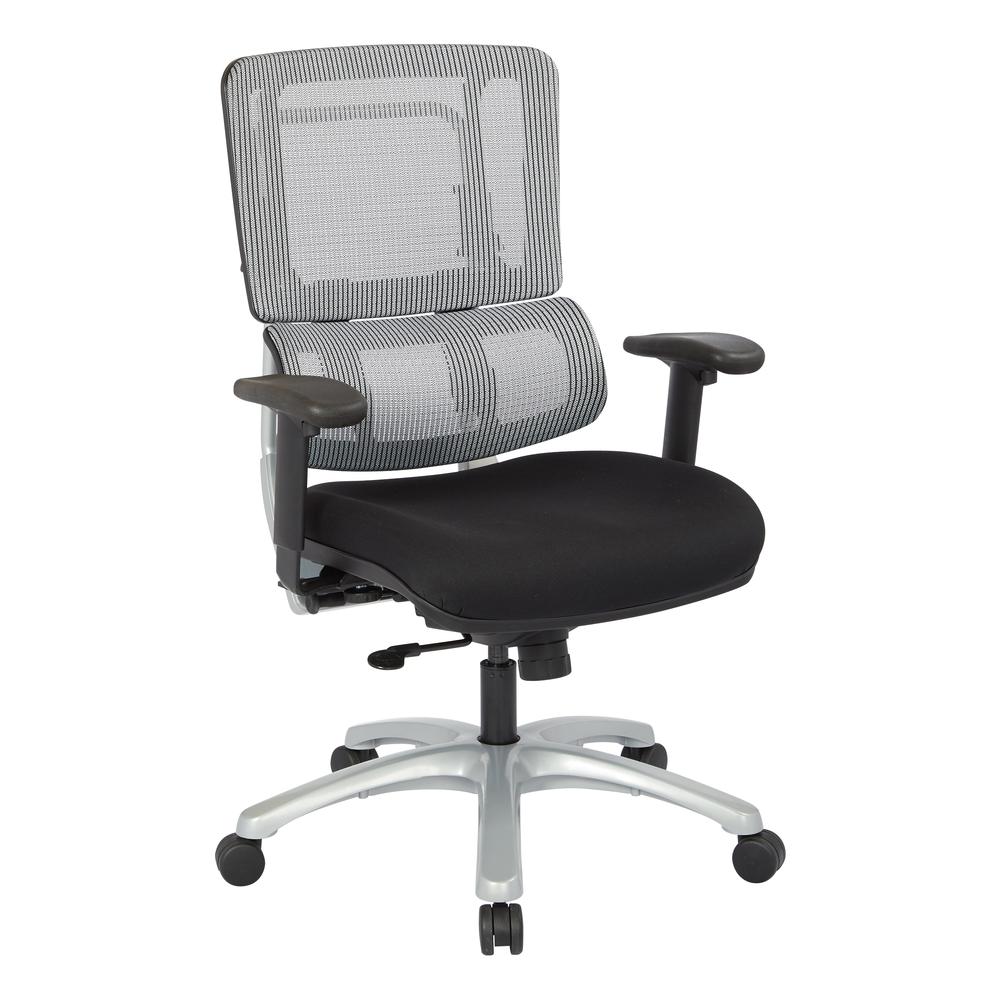 Vertical Grey Mesh Back Chair with Silver Base. Picture 1