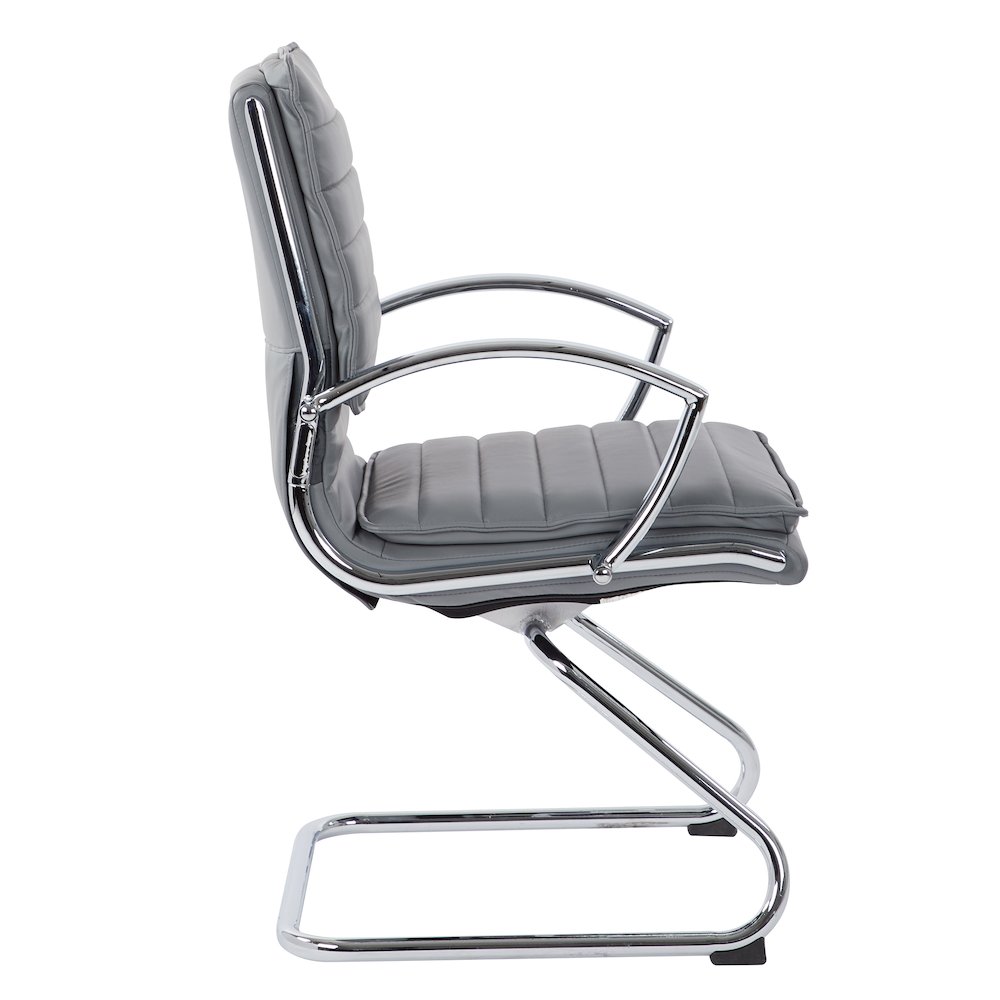 Guest Faux Leather Chair with Chrome Base and Includes Removable Arm Sleeves. Picture 5