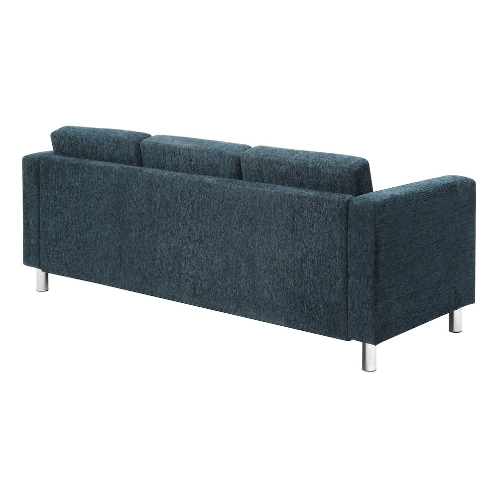 Pacific Sofa in Navy Fabric with Chrome Legs. Picture 6