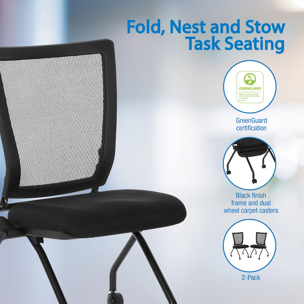 PU Padded Back Soft-Flex Frame Progrid Mesh Back Armless Folding Chair. Picture 12