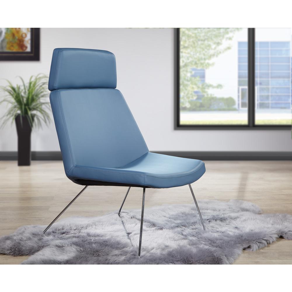 Geena Guest Chair in Dillon Blue with Chrome Sled Base, GNA50400-R105. Picture 5