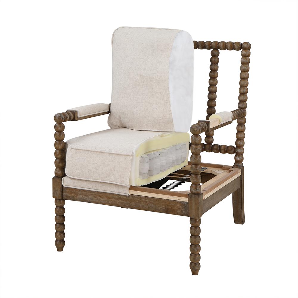 Fletcher Spindle Chair in Fog Fabric with Rustic Brown Finish. Picture 6
