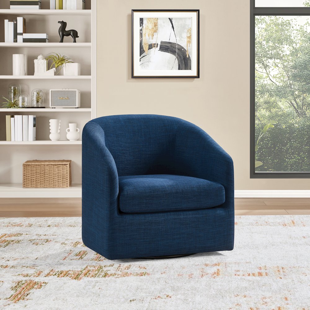 Parker Swivel Tub Chair in Navy Blue Fabric. Picture 7