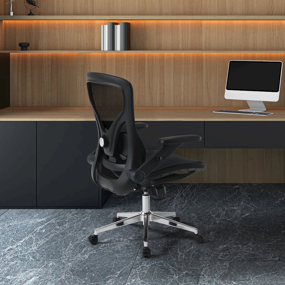 Black Matrix Seat and Back Manager’s Chair, PU-Padded Adjustable 4D Flip Arms. Picture 4