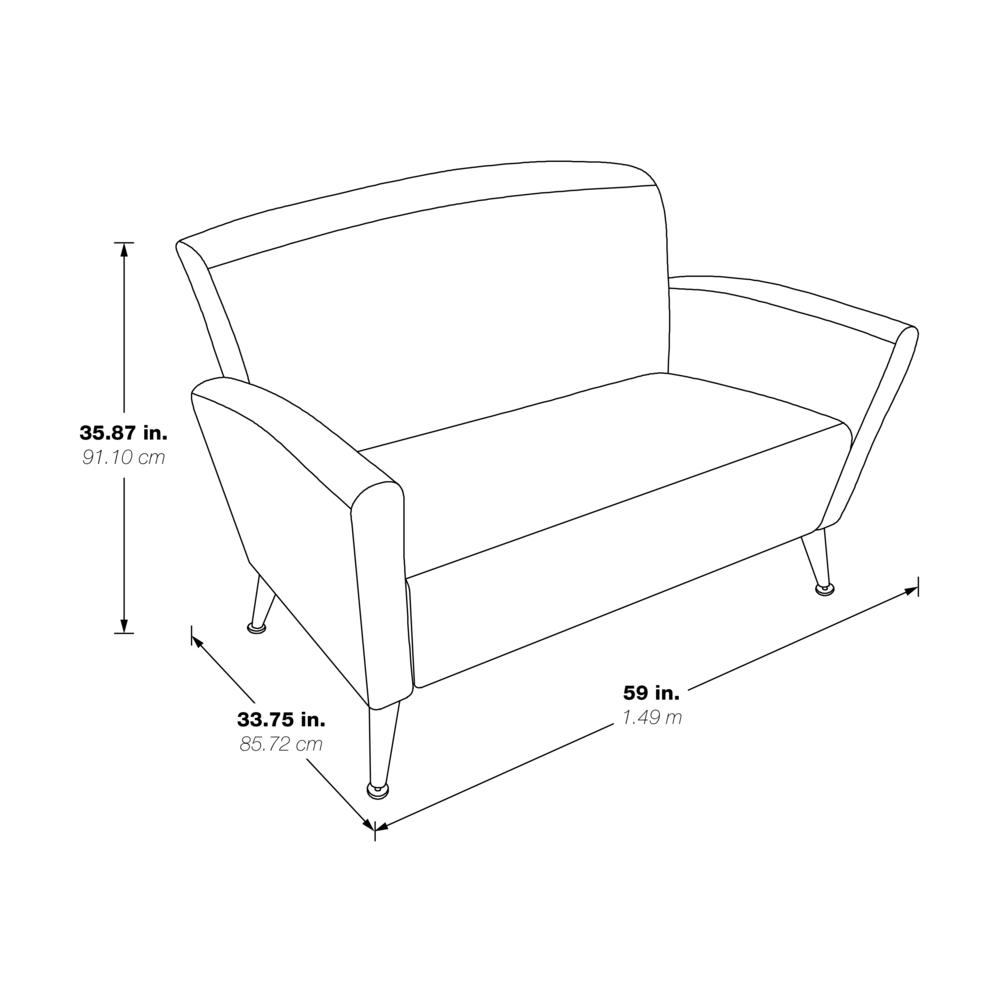 Loveseat in Dillon Black Bonded Leather with Chrome Legs, SL50552-R107. Picture 2