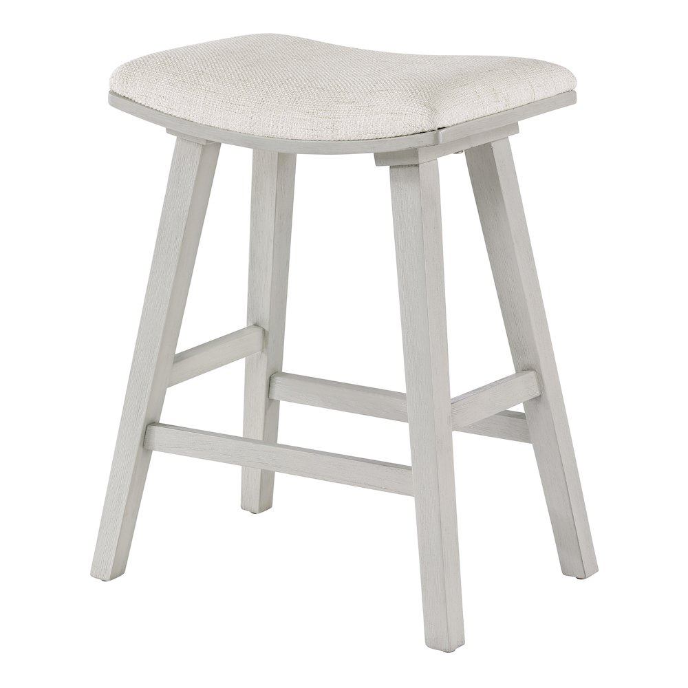 Coley 24" Saddle Stool 2-Pack With Linen Fabric Seat And White Wash Frame. Picture 6