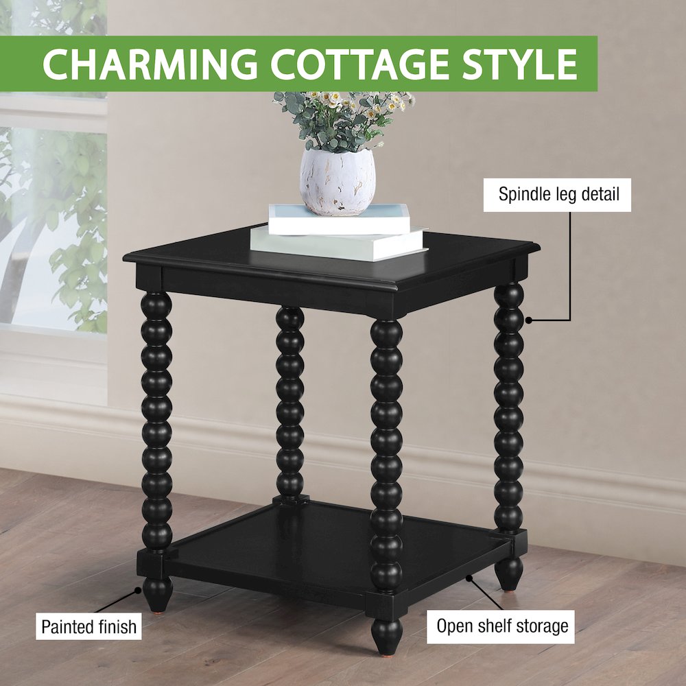 Elise End Table in Black Finish. Picture 8
