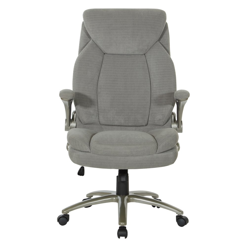 Grey Fabric Big & Tall Chair with Padded Flip Arms and Titanium Base.. Picture 3