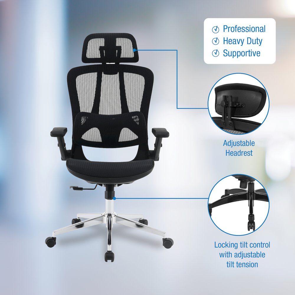 Black Matrix Seat and Back Manager’s Chair, Adjustable Headrest. Picture 10