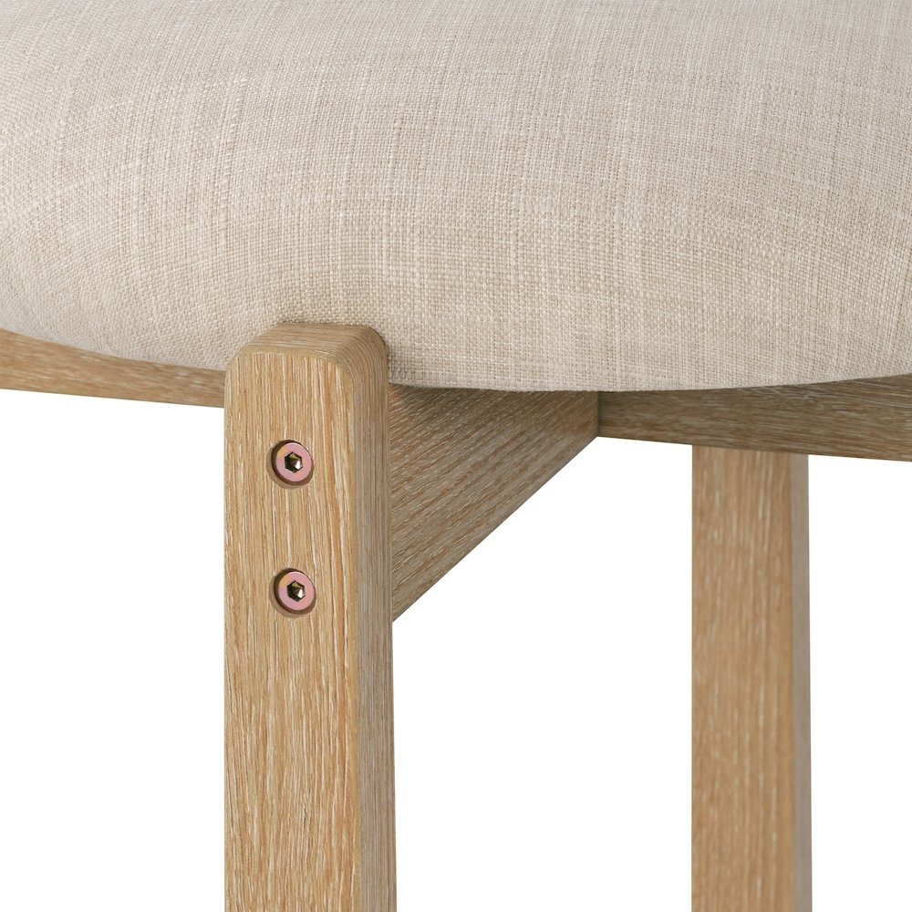 Melissa 26" Counter Stools 2-Pack With Cream Fabric Seat and Natural Finish Wood. Picture 9