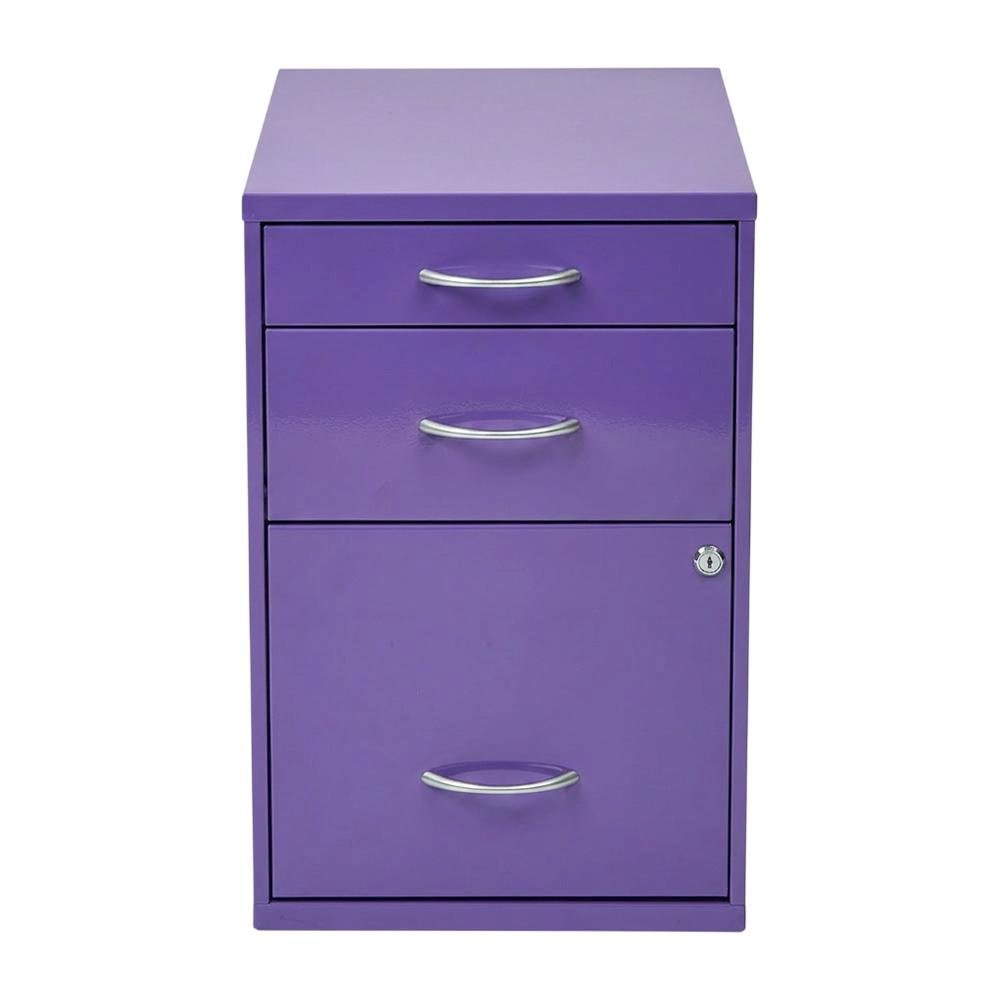 Purple Metal 22-Inch Pencil Box File Cabinet Compact Desk-Side. Picture 4